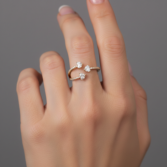 Open Wrap Diamond Small Heart Ring in 14K Yellow Gold