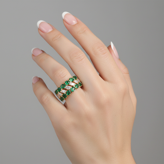 Emerald Brilliance Diamond Eternity Ring in 14K Yellow Gold
