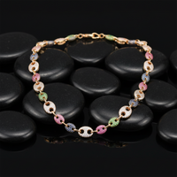 Sapphire Diamond Brilliance Link Necklace in 14K Yellow Gold
