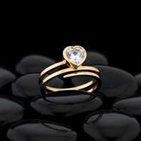 Heart Topaz Diamond Wrap Ring in 14K Yellow Gold