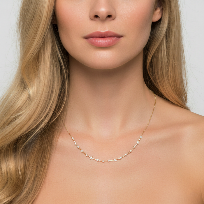 Diamond Aura Station Necklace in 14K Yellow Gold