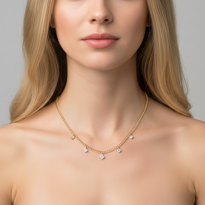140 Diamond 14K (or 18k upon request) Yellow Gold Link Necklace