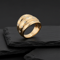 Scattered Diamond Bold Ring in 14K Yellow Gold