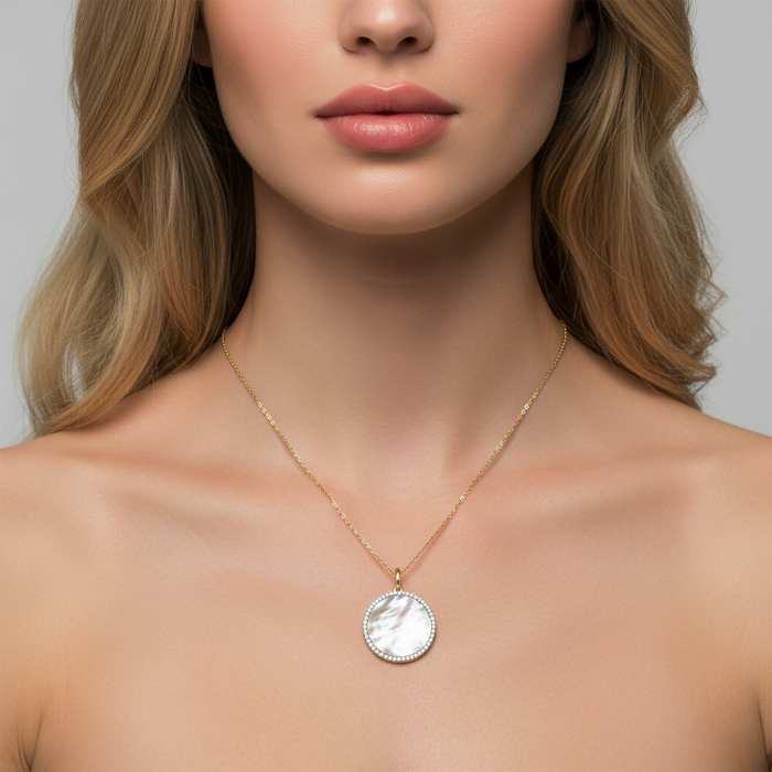 Eclipse Pearl Pendant Necklace in 14K Yellow Gold