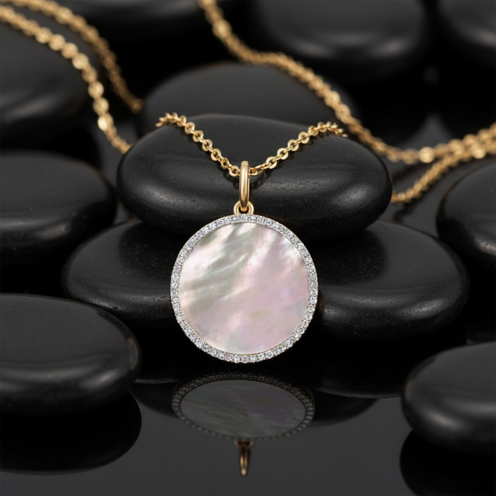 Eclipse Pearl Pendant Necklace in 14K Yellow Gold