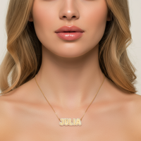 Eclipse Letter Diamond Pendant Necklace in 14K Yellow Gold