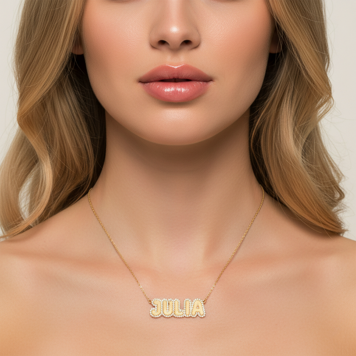 Eclipse Letter Diamond Pendant Necklace in 14K Yellow Gold