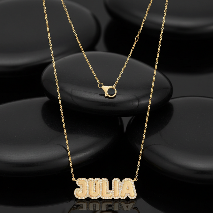 Eclipse Letter Diamond Pendant Necklace in 14K Yellow Gold
