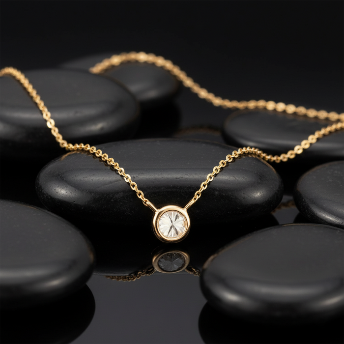 Diamond Taurus Zodiac Necklace in 14K Yellow Gold