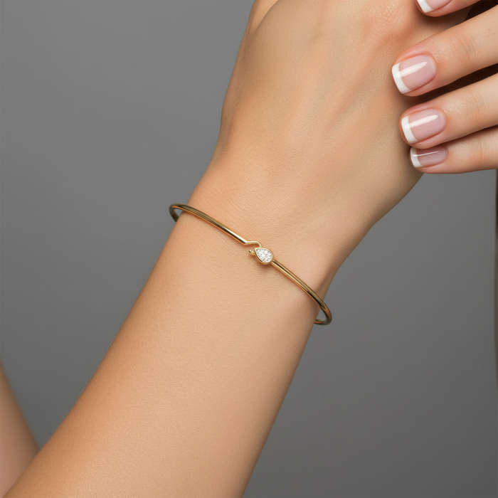 Pear Diamond Bangle Bracelet in 14K Yellow Gold