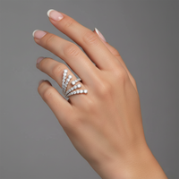 Diamond Cluster Fan Statement Ring in 14K White Gold