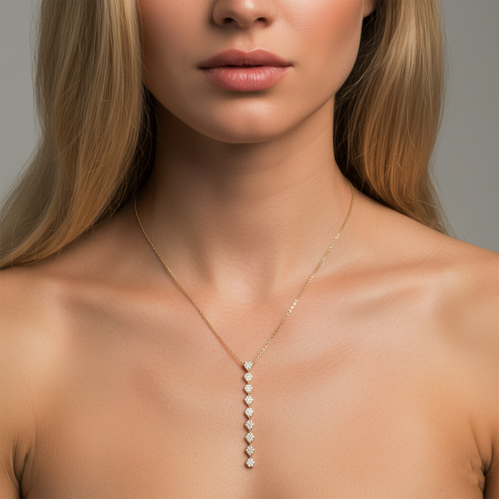 Grip Elegance Diamond Lariat Necklace in 14K Yellow Gold