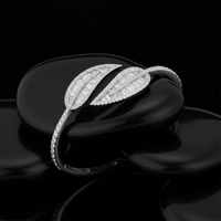 Double Marquise Leaf Diamond Bangle in 18K White Gold