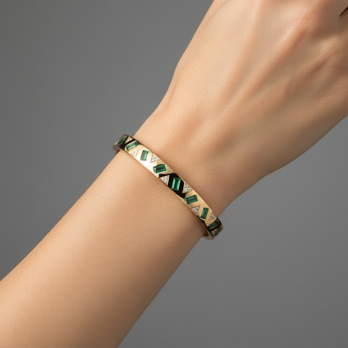 Echo Diamond Bangle Bracelet in 14K Yellow Gold