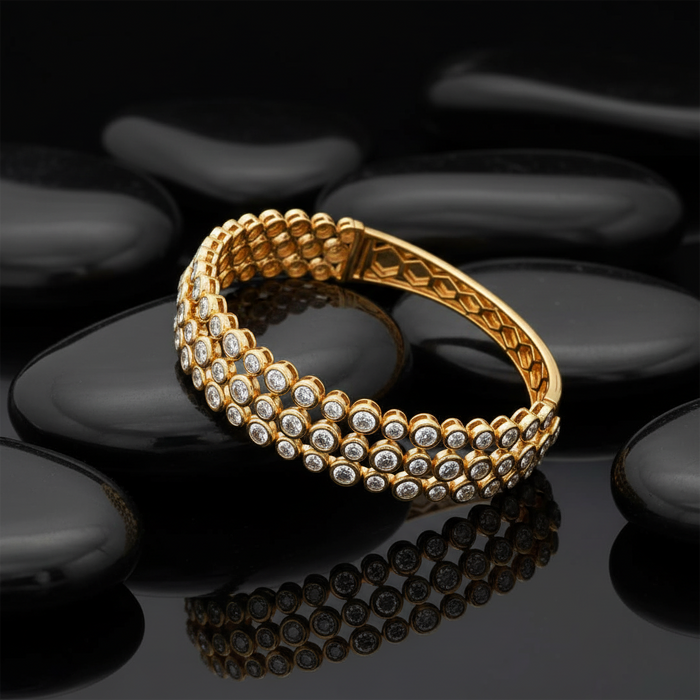 Victorian Vows Diamond Bangle Bracelet in 14K Yellow Gold