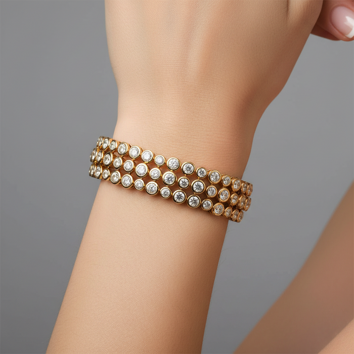 Victorian Vows Diamond Bangle Bracelet in 14K Yellow Gold