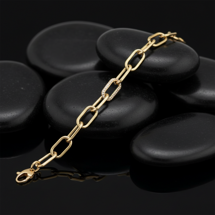 60 Chain Link Diamond Bracelet in 14K Yellow Gold