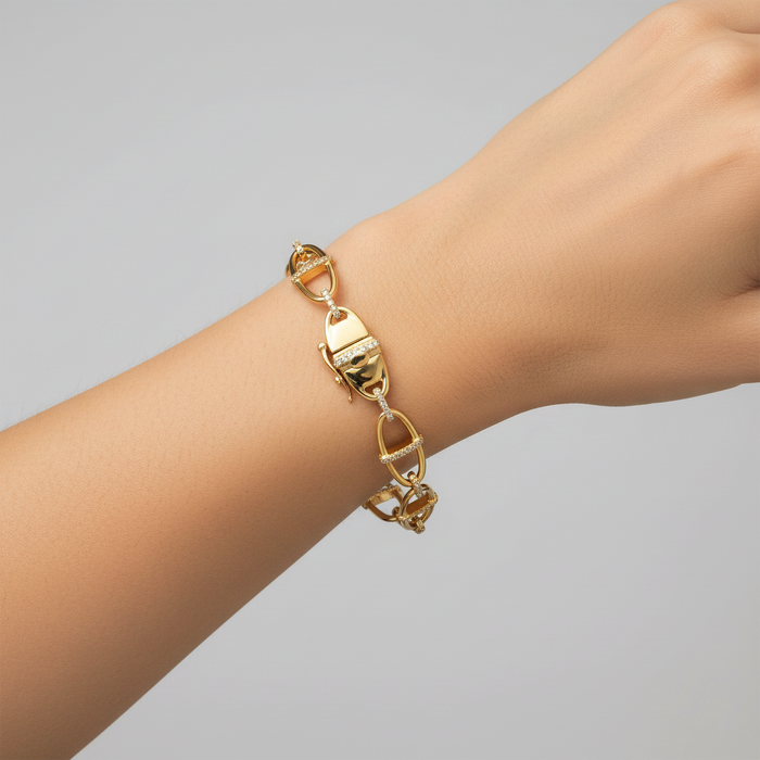 Velvet Shine Diamond Link Bracelet in 14K Yellow Gold