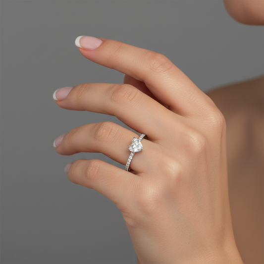 Heart Shaped Diamond Solitaire Ring in 14K White Gold