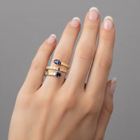 Diamond Exquisite Blue Sapphire Wrap Ring in 14K Yellow Gold
