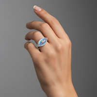 Eye Shape Hydra Diamond Signet Ring in 14K Yellow Gold