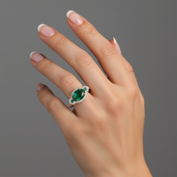 Emerald Diamond Solitaire Ring in 14K Yellow Gold