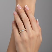 Square Baguette Diamond Ring in 14K Yellow Gold