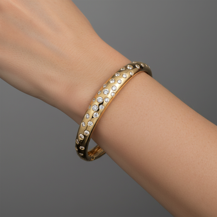 29 Diamond 14K (or 18k upon request) Yellow Gold Bangle Bracelet