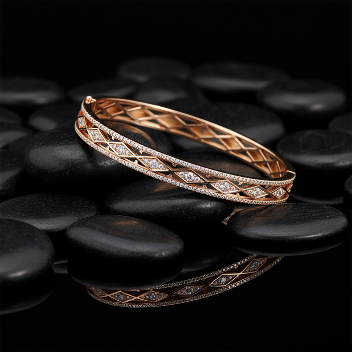 Round Luster Bangle Bracelet in 14K Yellow Gold