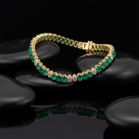 Oval Cut Emerald Line Bracelet in 14K Yellow Gold