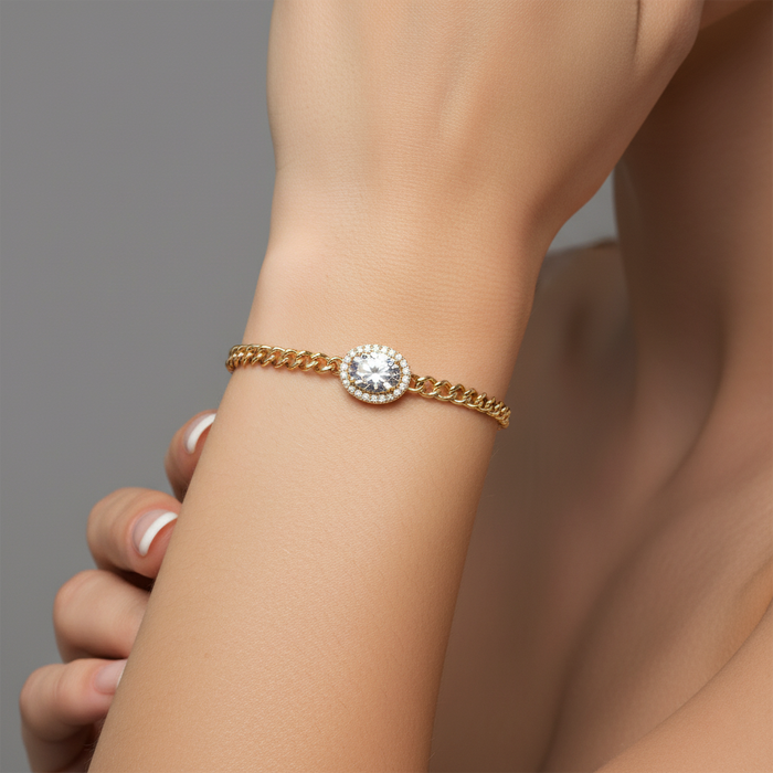 Cuban Oval Chain Bracelet in 14K Yellow Gold