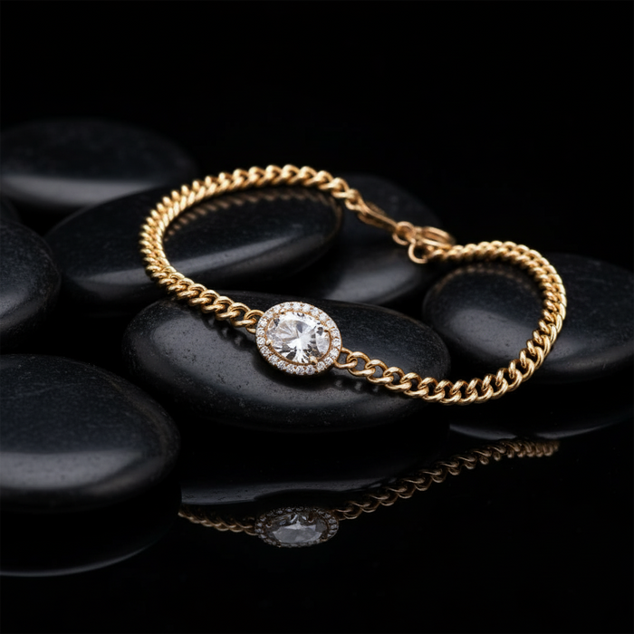 Cuban Oval Chain Bracelet in 14K Yellow Gold