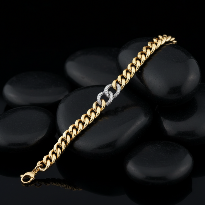 Opal Vintage Chain Link Bracelet in 14K Yellow Gold