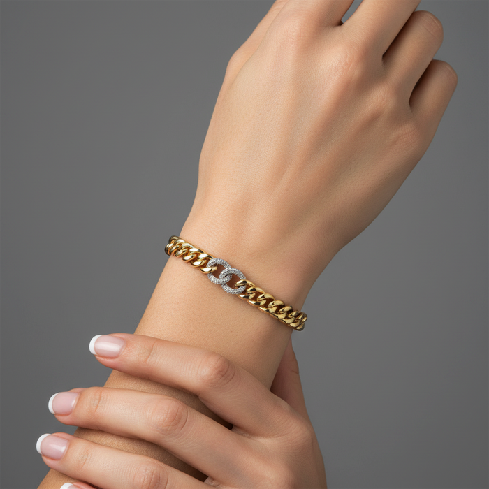 Opal Vintage Chain Link Bracelet in 14K Yellow Gold