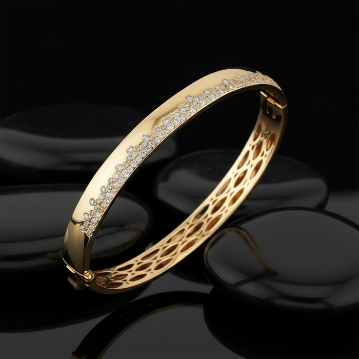 Diamond Bangle in 14K Yellow Gold