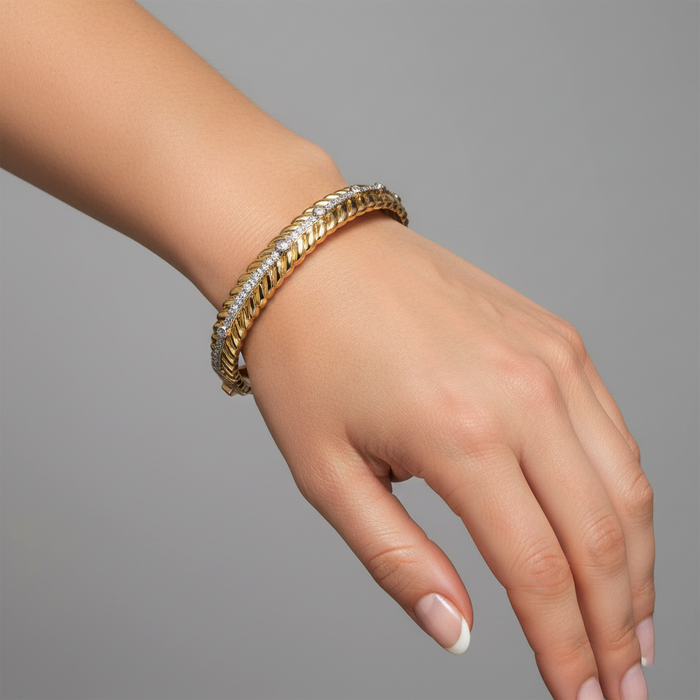 Twisted Rope Bangle Bracelet in 14K Yellow Gold