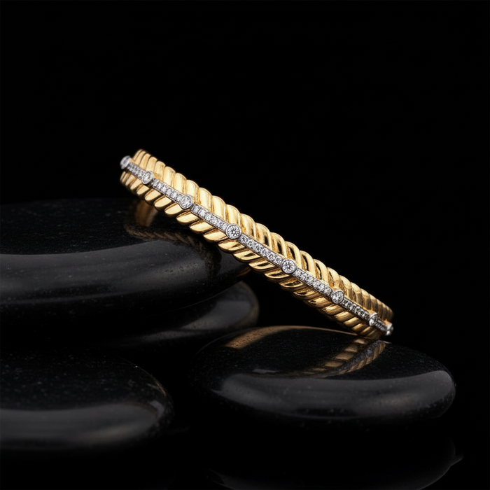 Twisted Rope Bangle Bracelet in 14K Yellow Gold