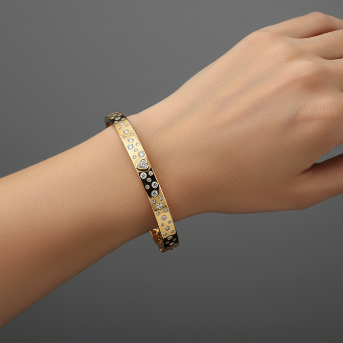 Simple Shine Diamond Bangle Bracelet in 14K Yellow Gold