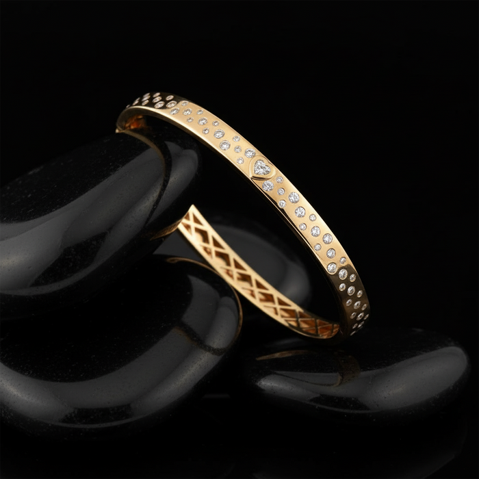 Simple Shine Diamond Bangle Bracelet in 14K Yellow Gold