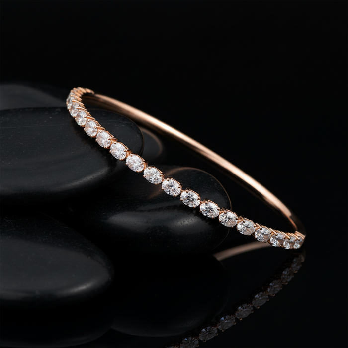 Horizon Diamond Bangle in 14K Gold