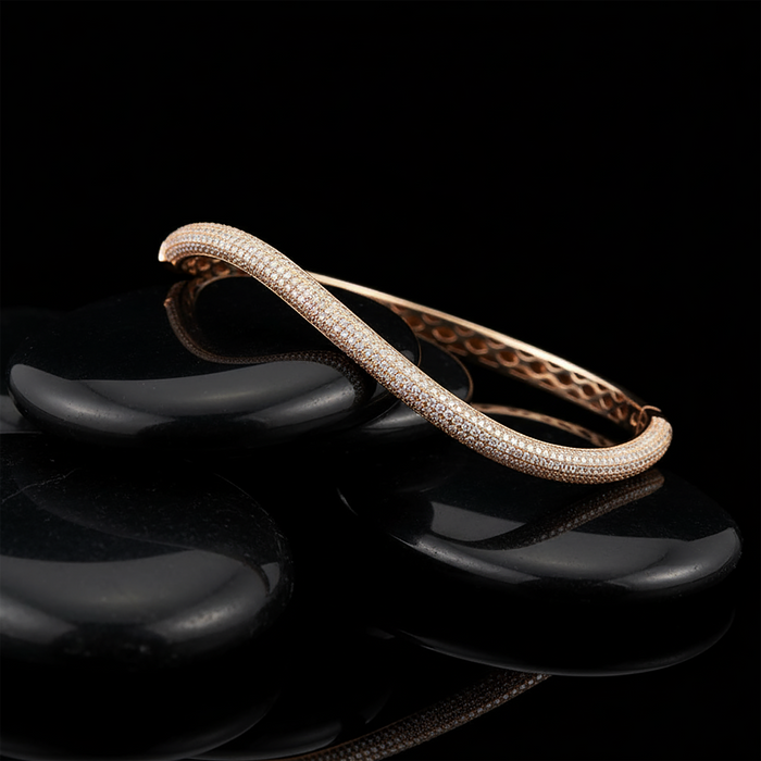 Radiant Mist Diamond Bangle Bracelet in 14K Yellow Gold