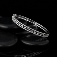 Diamond Link Pattern Bangle Bracelet in 14K White Gold