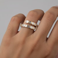 Open Circle Diamond Twist Ring in 14K Yellow Gold