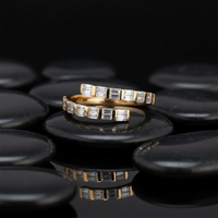 Open Circle Diamond Twist Ring in 14K Yellow Gold