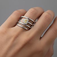 Trillion Cut Diamond Split Band Ring in 14K Yellow Gold