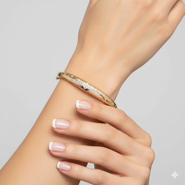 42 Diamond Orbit 14K (or 18k upon request) Yellow Gold Bangle Bracelet
