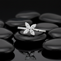 Diamond Blossom Open Wrap Ring in 14K White Gold
