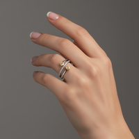 Heart Diamond Crossover Ring in 14K White Gold