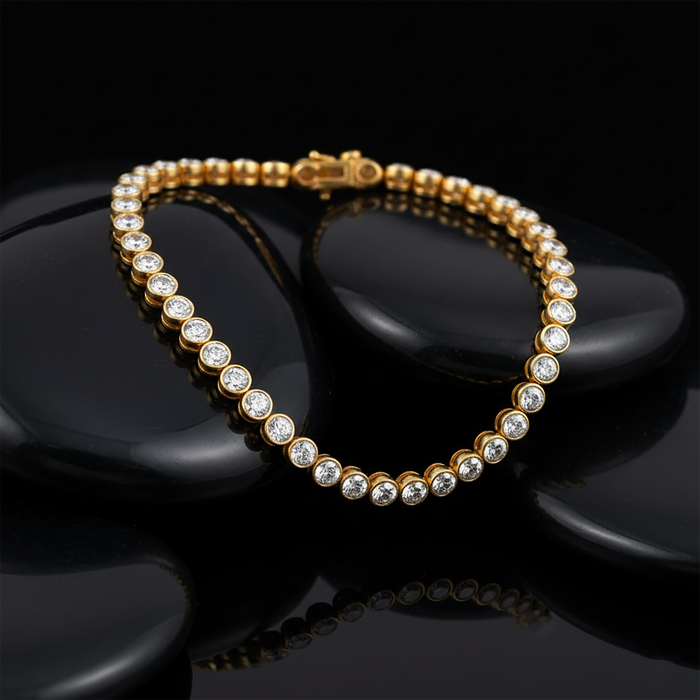 Round Diamond Tennis Bracelet in 14K Yellow Gold