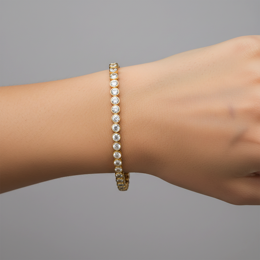 Round Diamond Tennis Bracelet in 14K Yellow Gold
